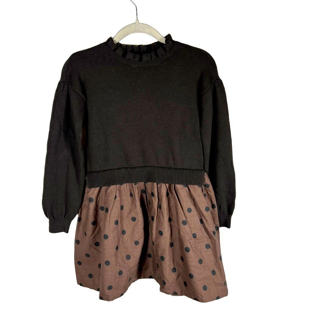 Gap Kids Brown Knit Polka Dot Sweater Dress